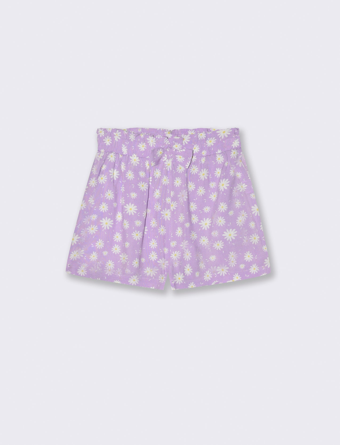 Short in viscosa stampata con fiocco da bambina - Lilla