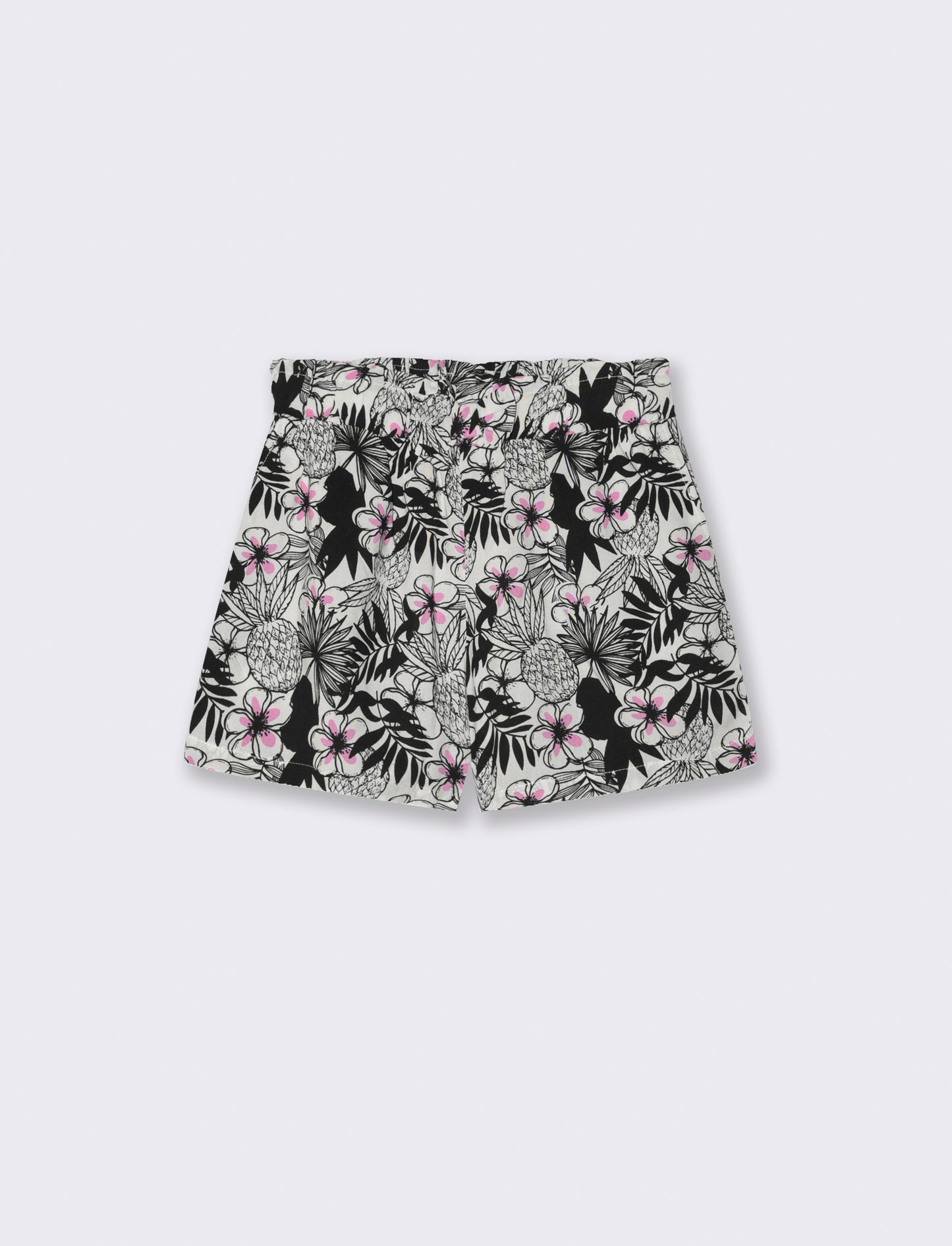 Short in viscosa stampata con fiocco da bambina - Nero