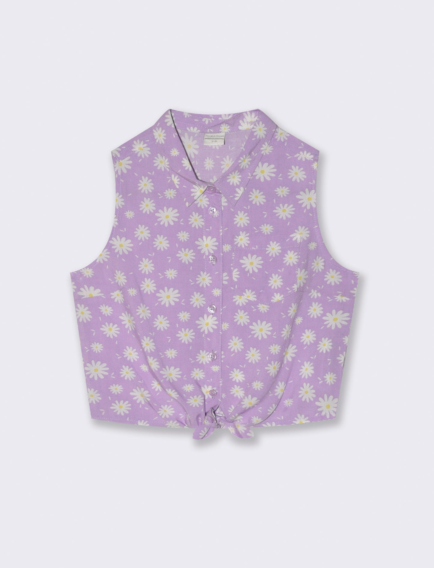Camicia manica corta con fiocco da bambina - Lilla