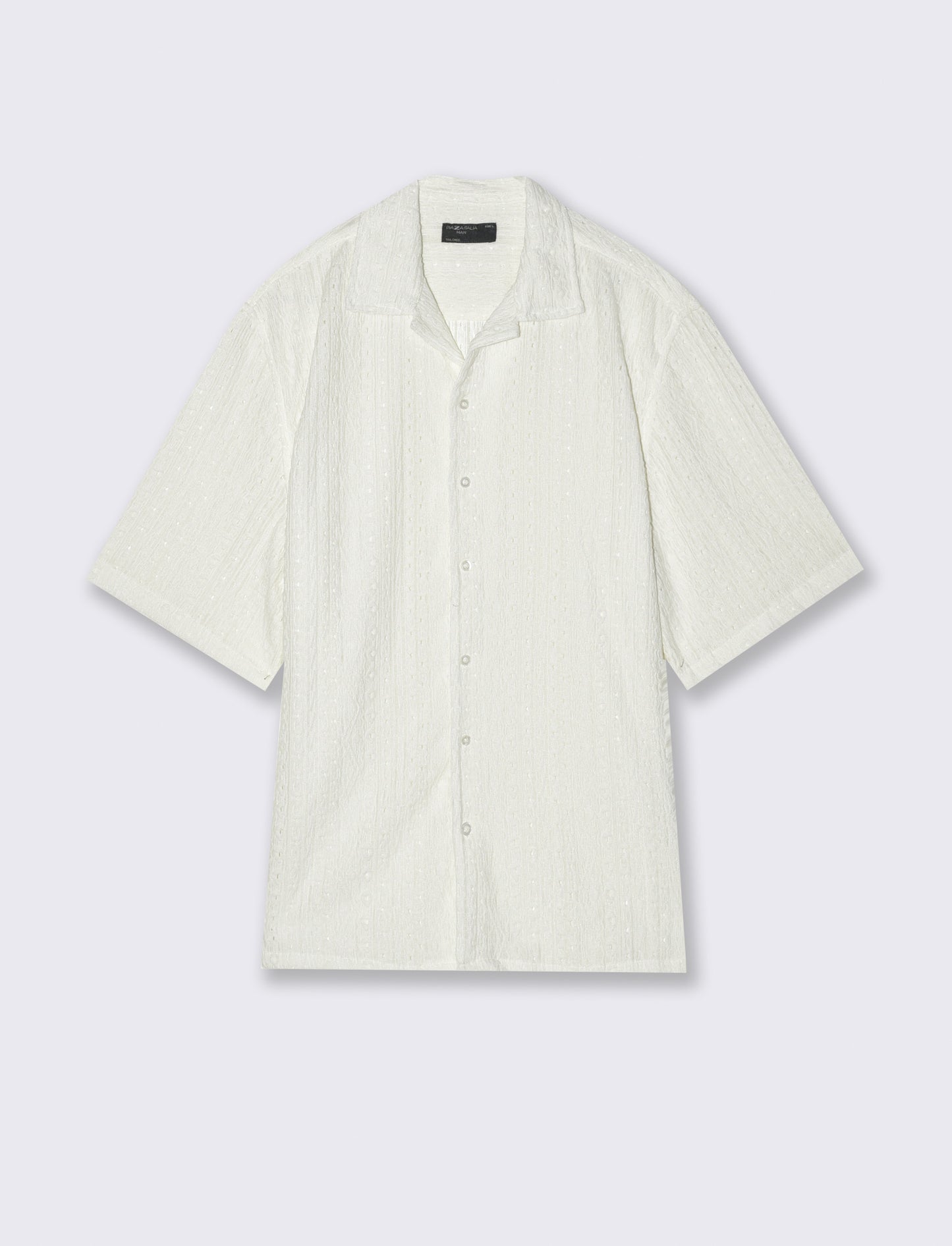 Camicia jacquard effetto crochet da uomo - Bianco