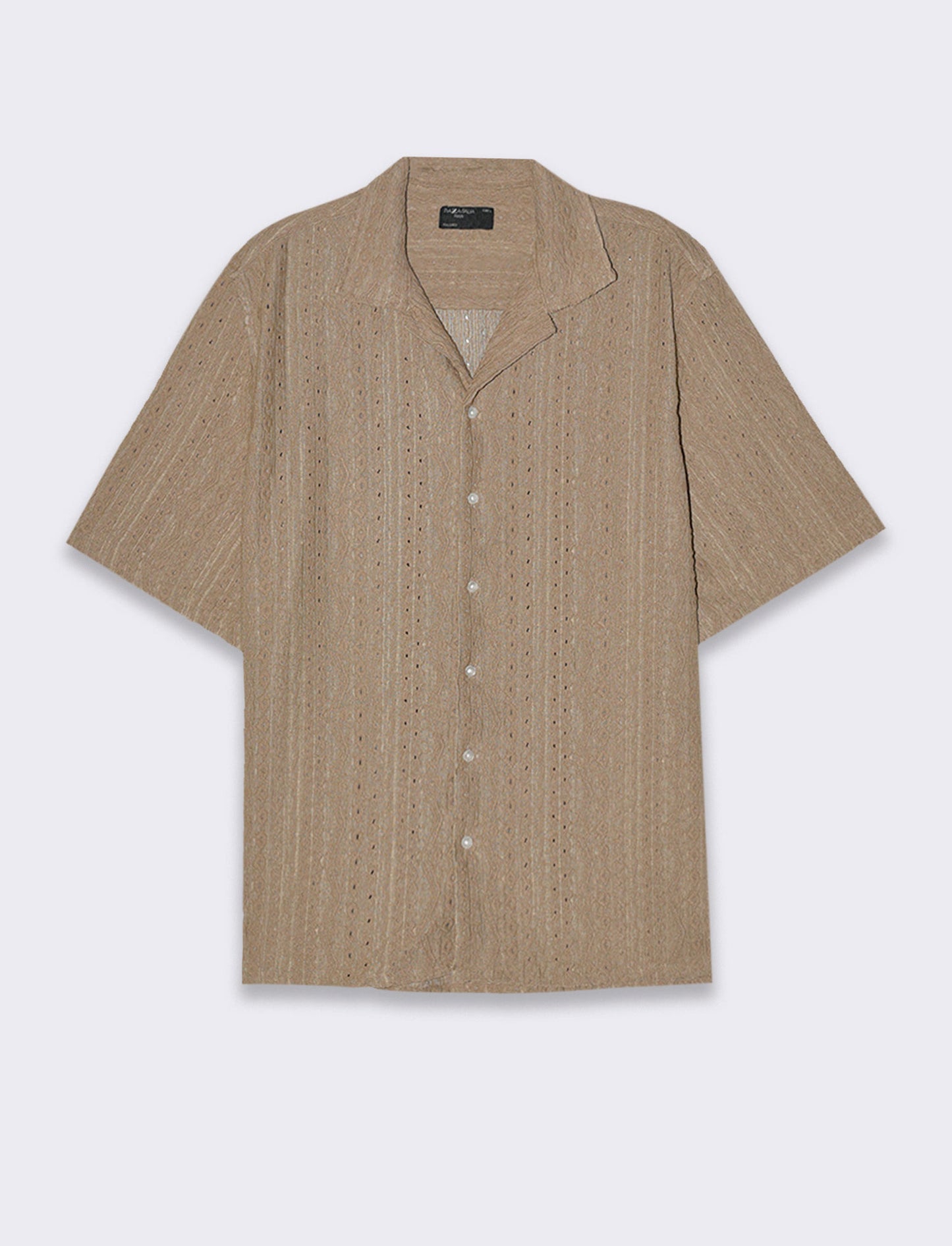 Camicia jacquard effetto crochet da uomo - Grigio tortora