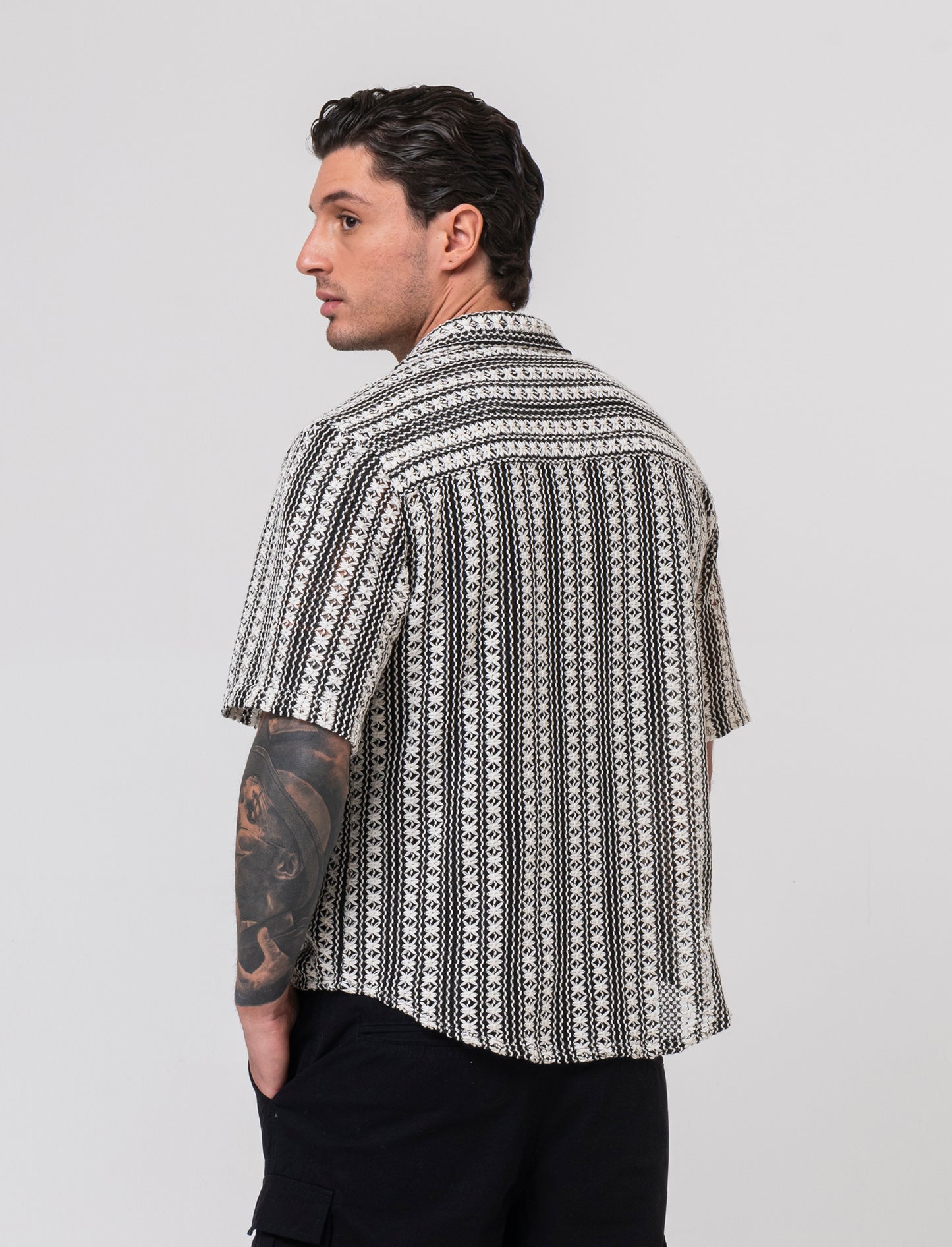 Man's crochet shirt for stylish outfits - Black