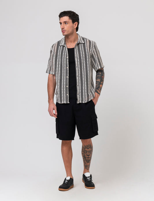 Man's crochet shirt for stylish outfits - Black