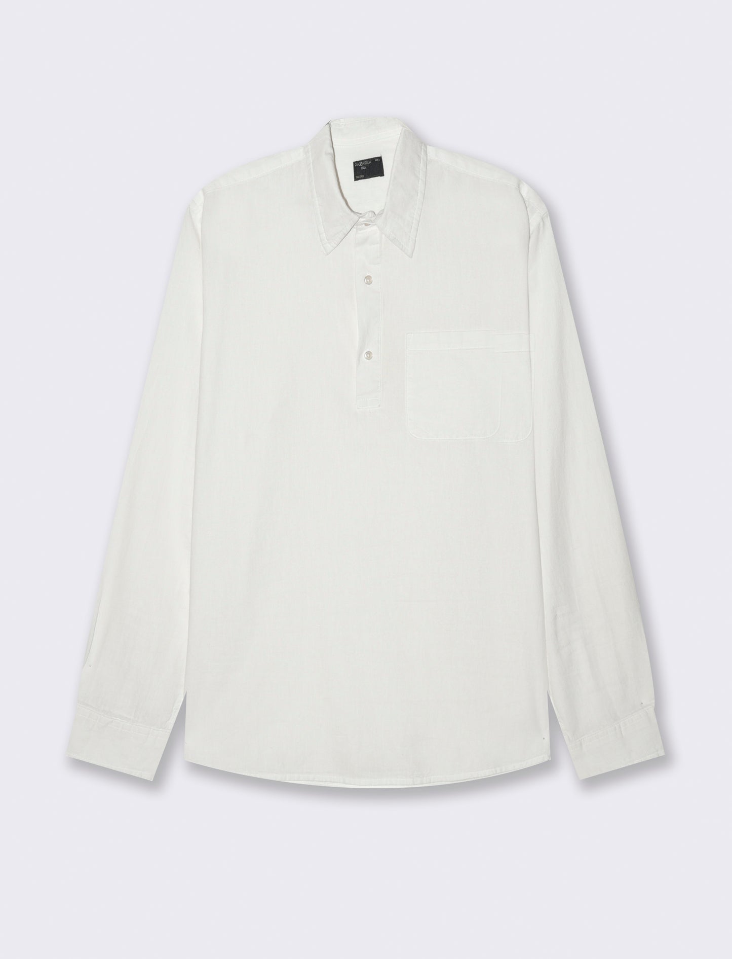 Camicia a casacca misto lino da uomo - Bianco