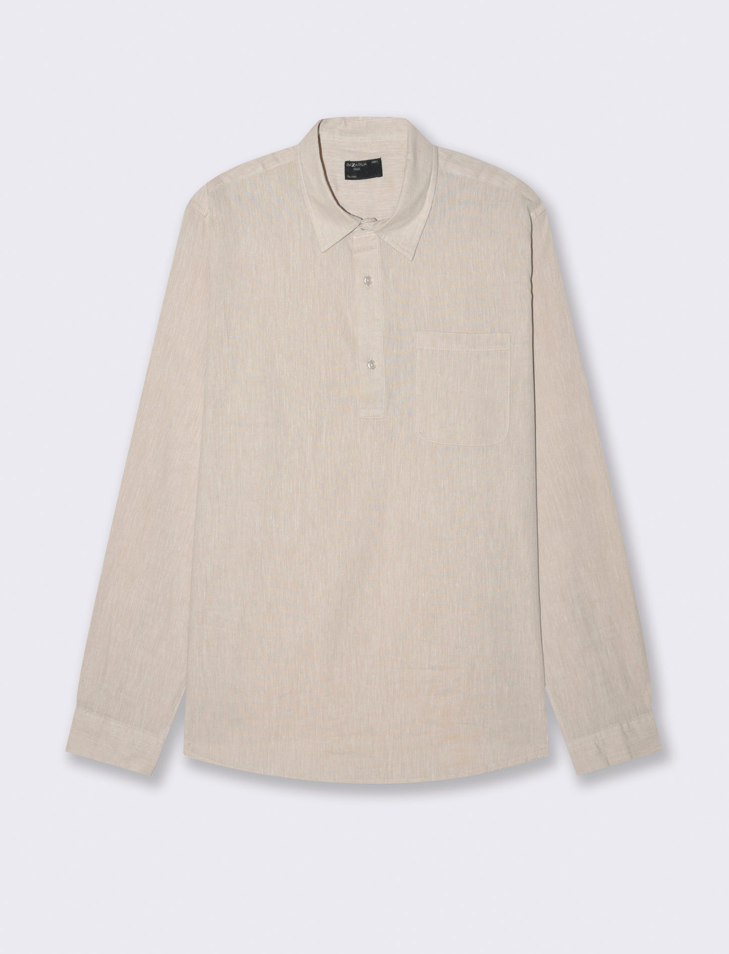 Camicia a casacca misto lino da uomo - Beige