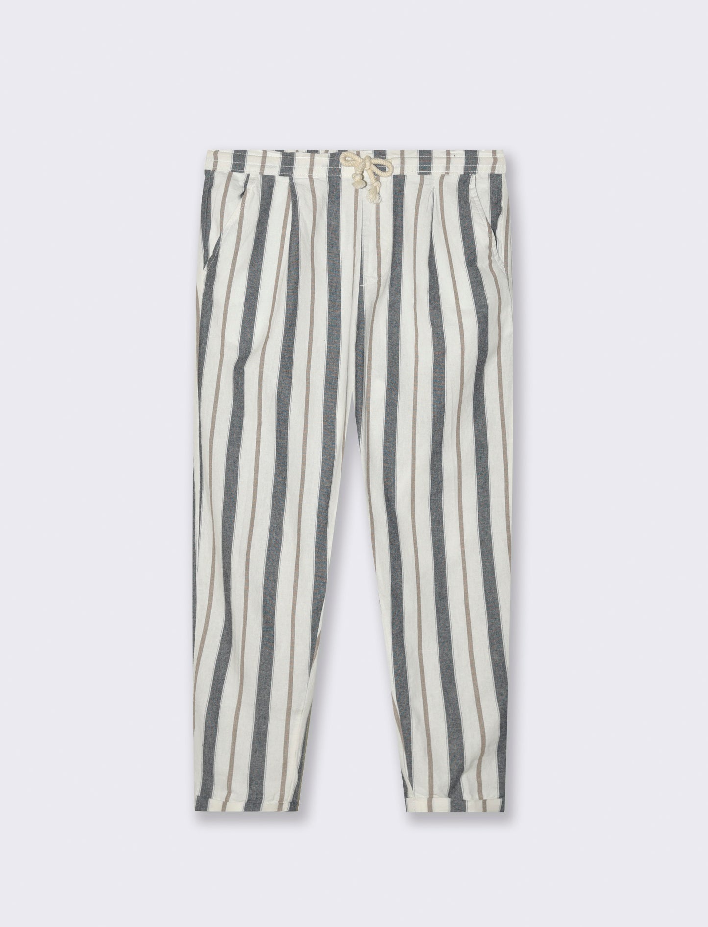 Pantaloni jogger a righe misto lino da uomo - Blu