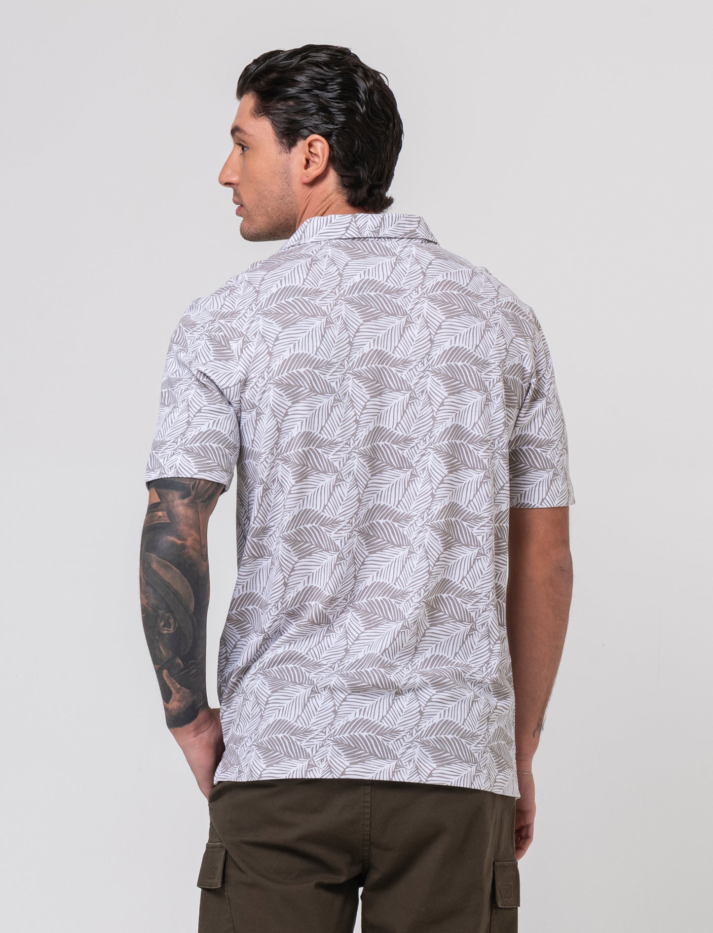Polo in piquet all over print da uomo - Bianco