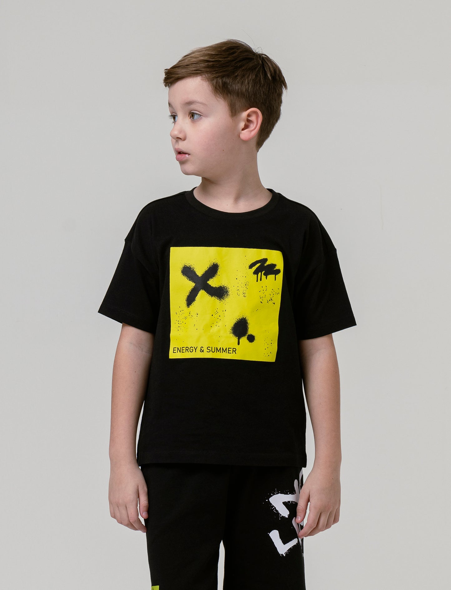 T-shirt vestibilità ampia da bambino - Nero