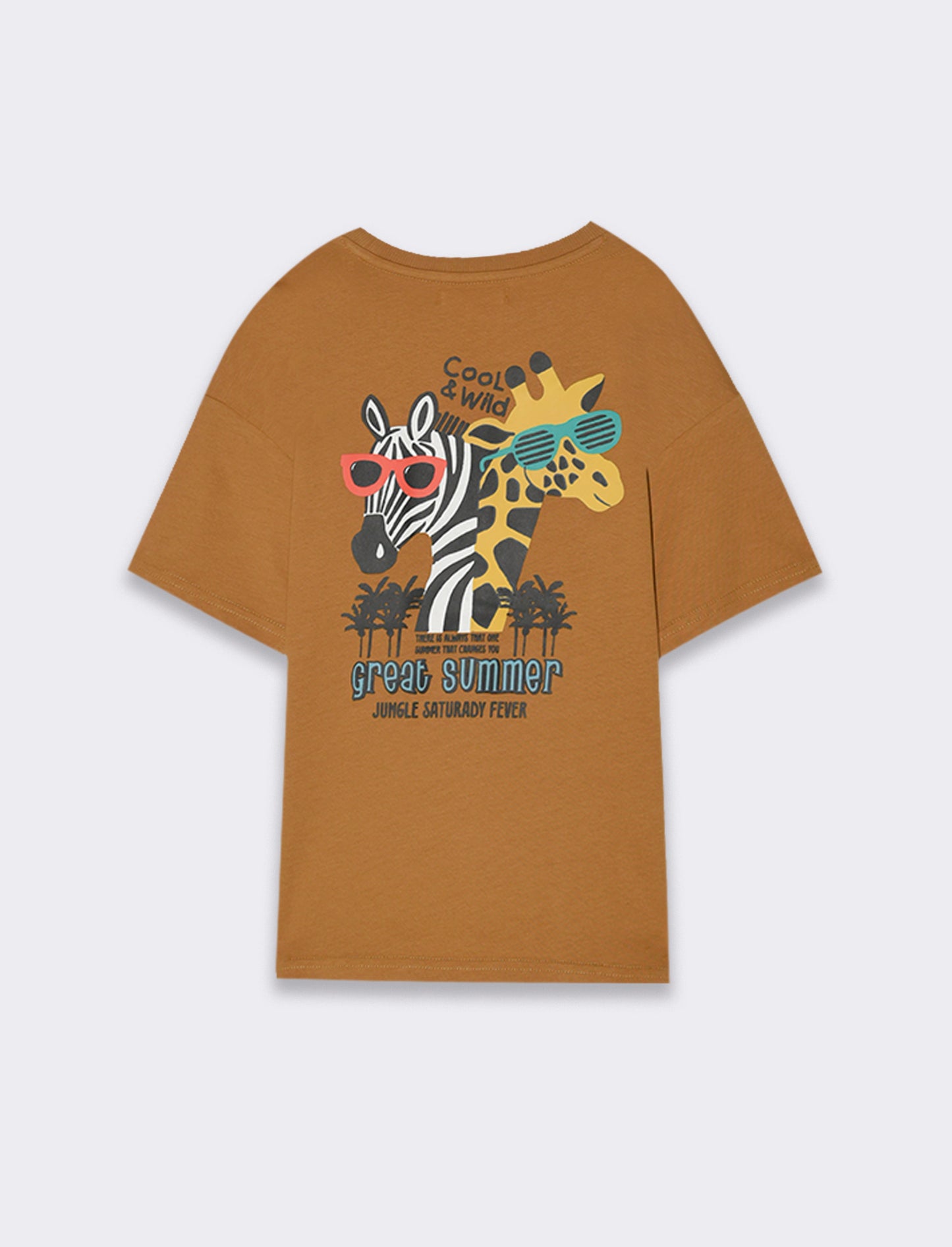 T-shirt stampa jungle da bambino - Marrone tabacco