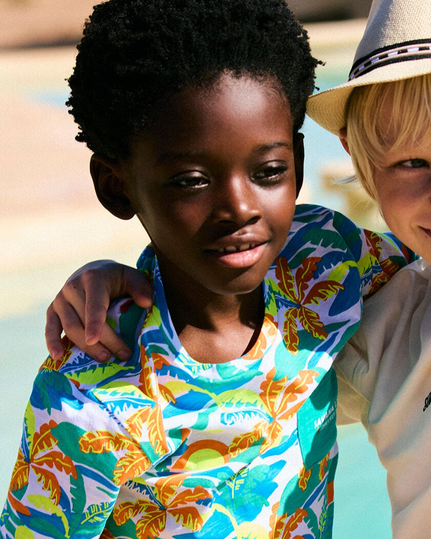 T-shirt stampata con tasca da bambino - Fantasia