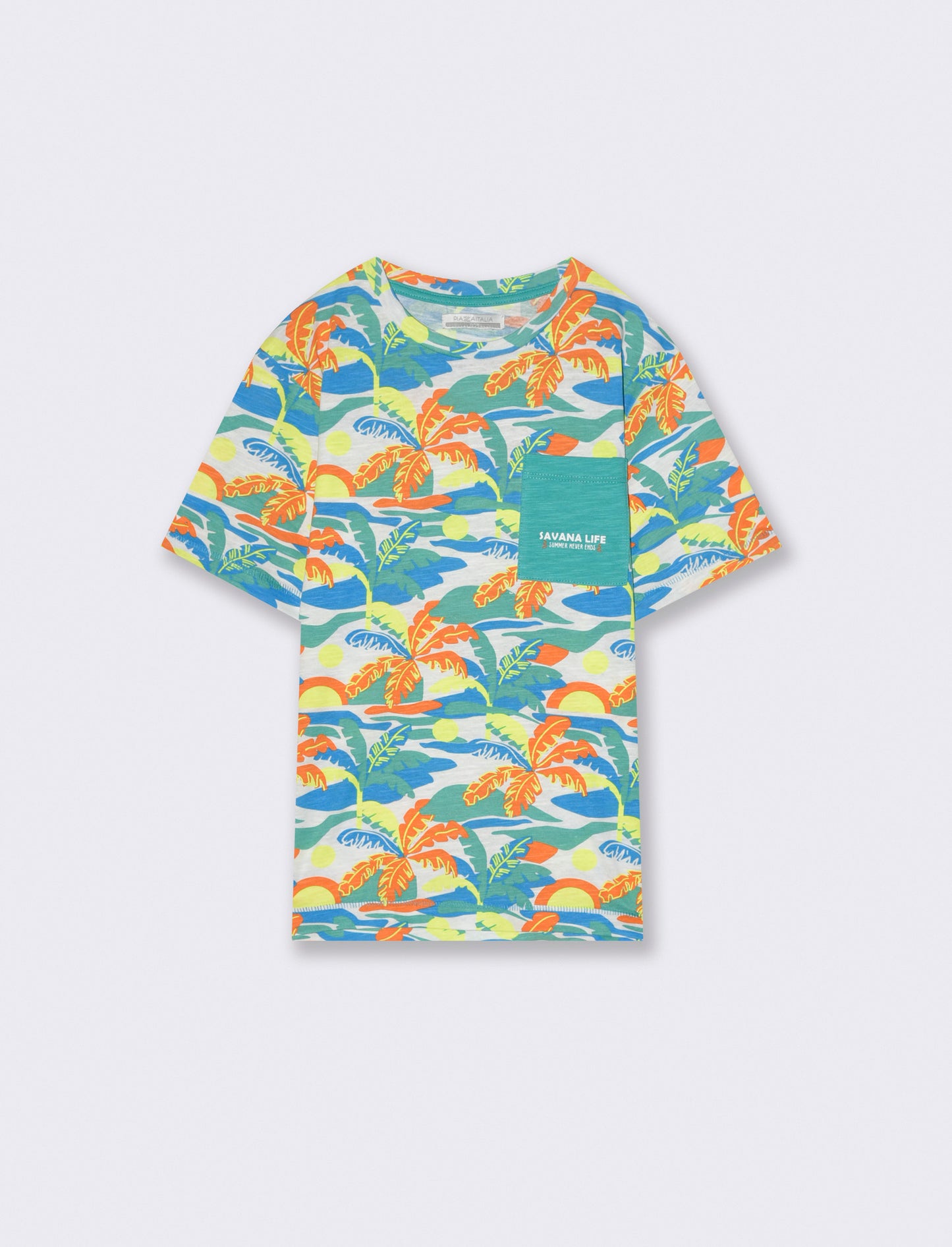 T-shirt stampata con tasca da bambino - Fantasia