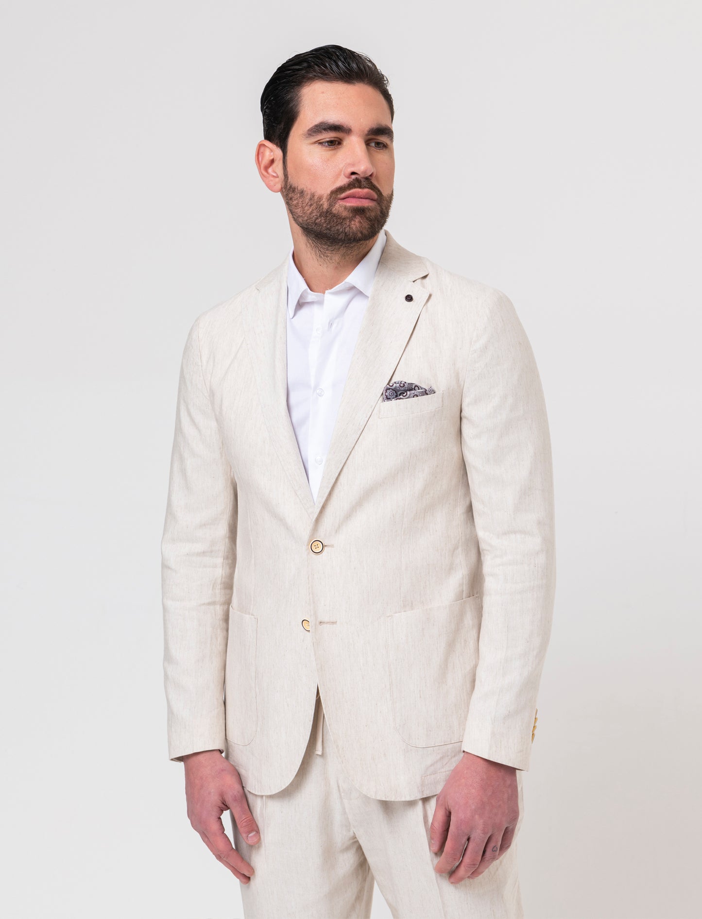Man's linen blend suit blazer - Beige