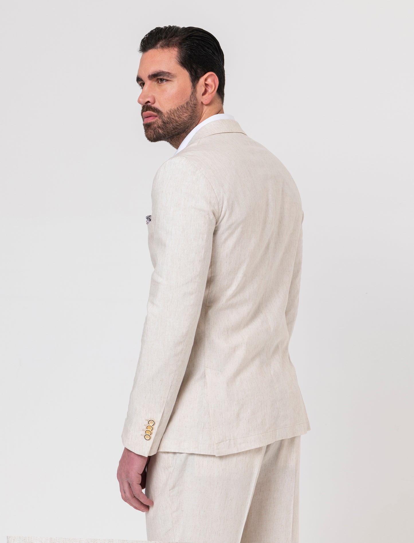 Man's linen blend suit blazer - Beige