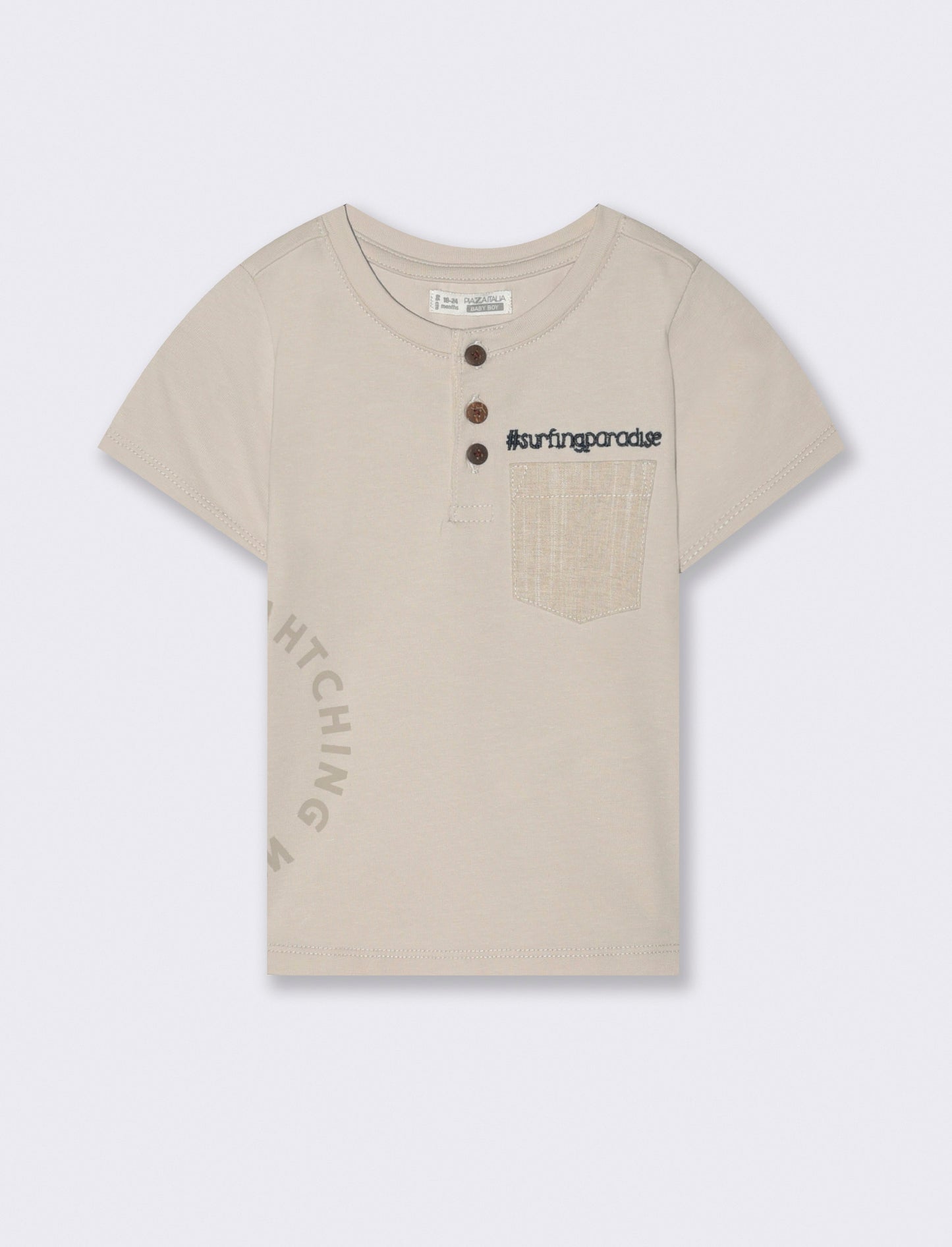 T-shirt modello serafino da neonato - Beige