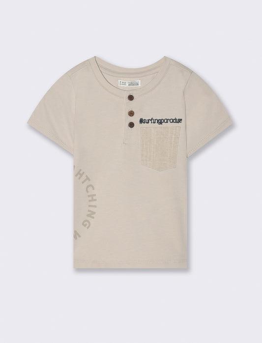 T-shirt modello serafino da neonato - Beige
