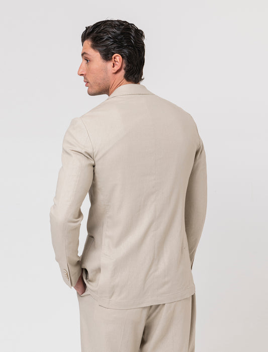 Man's linen blend suit blazer - Beige