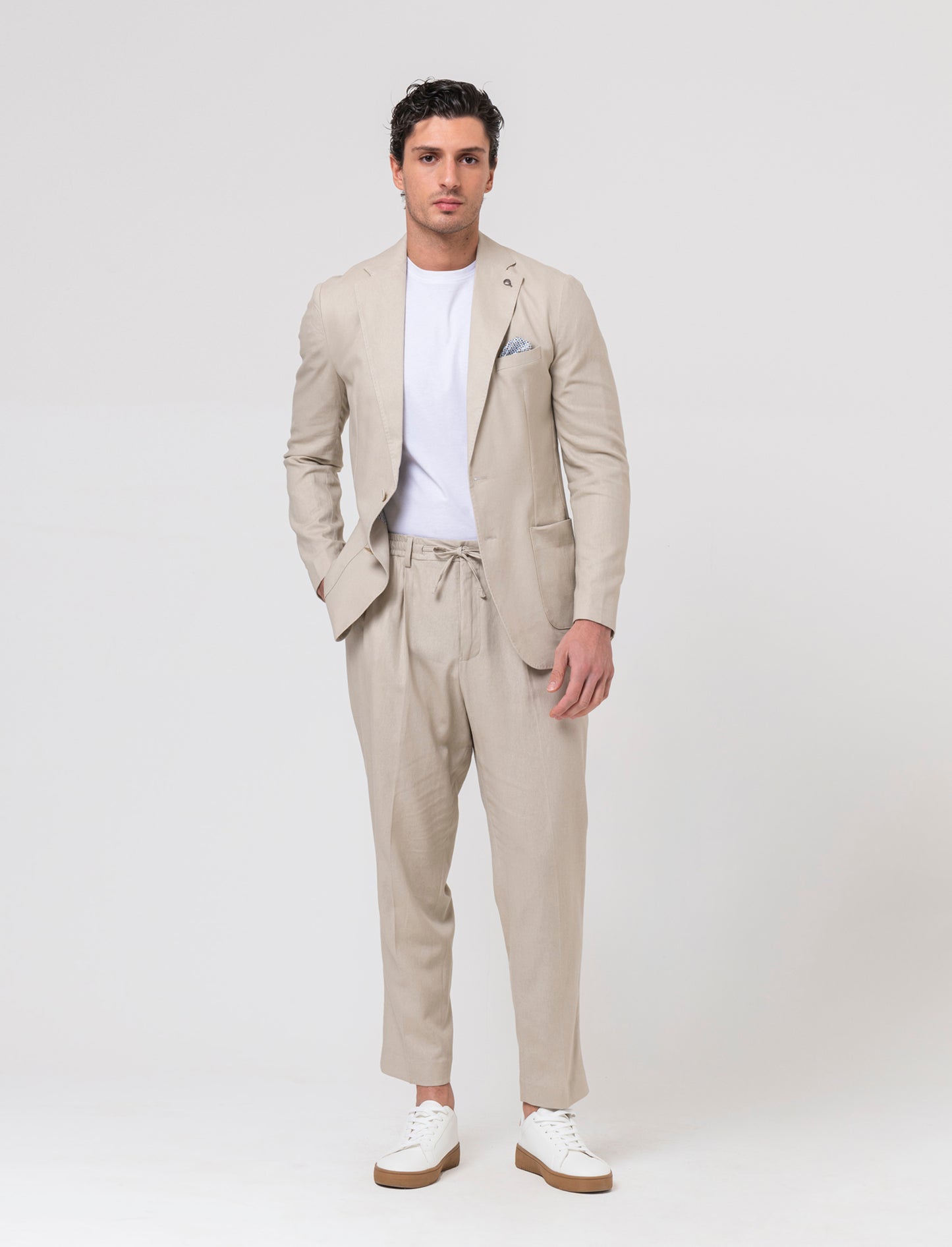 Man's linen blend suit blazer - Beige