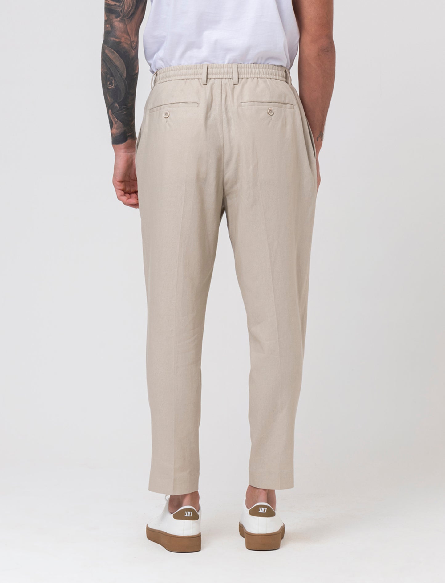 Pantaloni da completo tessuto linen blend da uomo - Sabbia