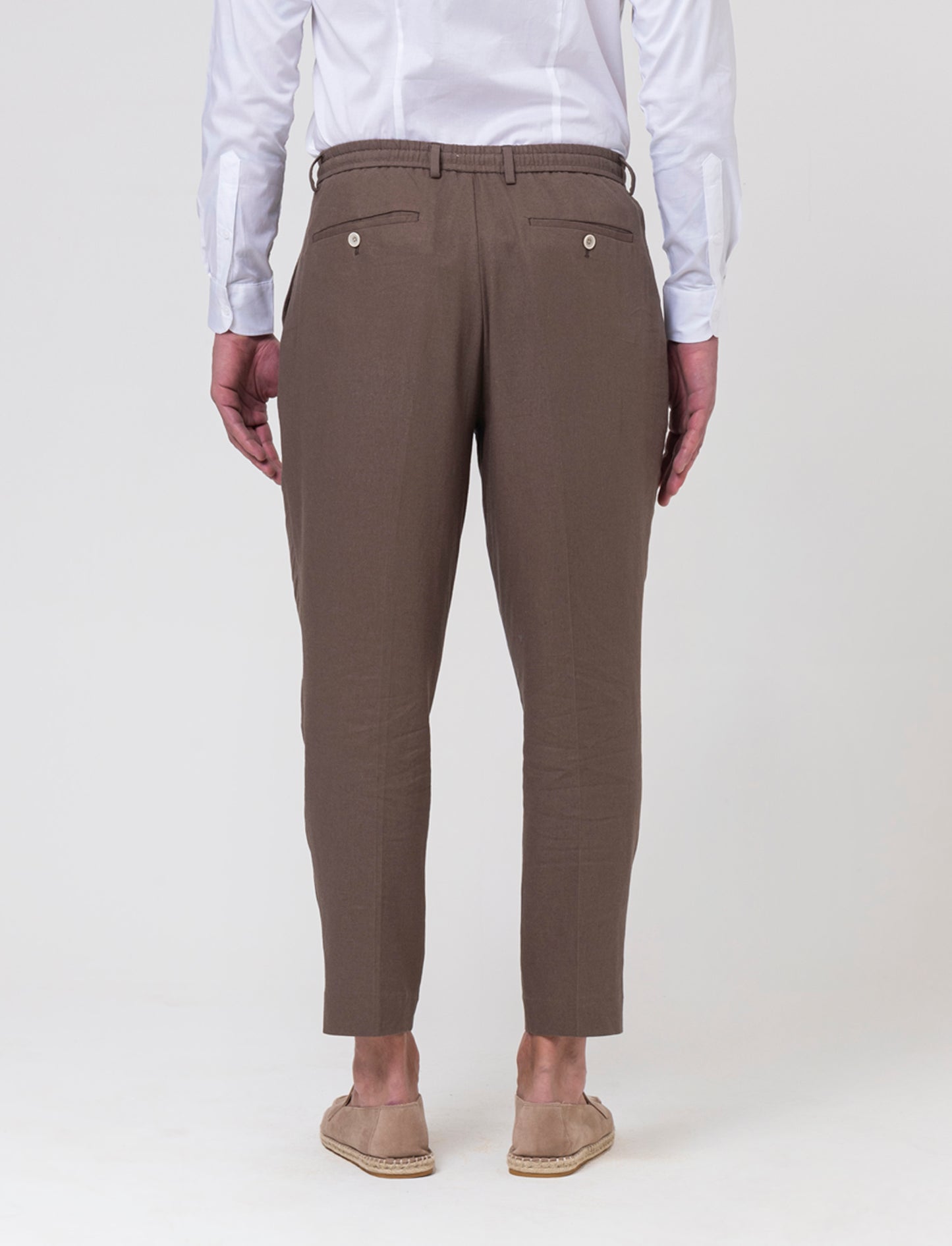 Pantaloni da completo tessuto linen blend da uomo - Grigio fango