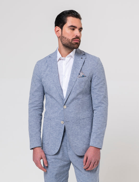 Man's linen blend blazer - Blue