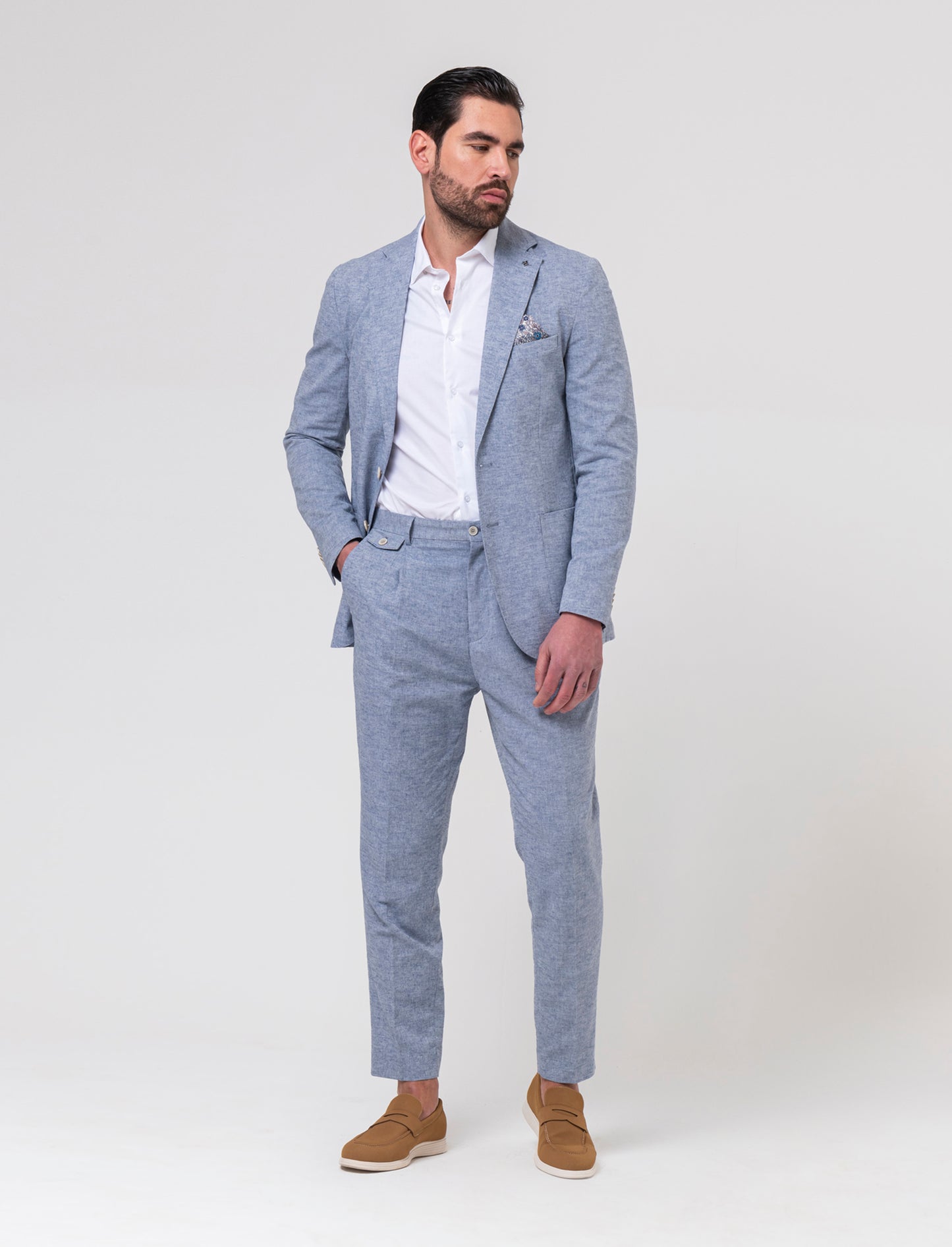 Man's linen blend blazer - Blue