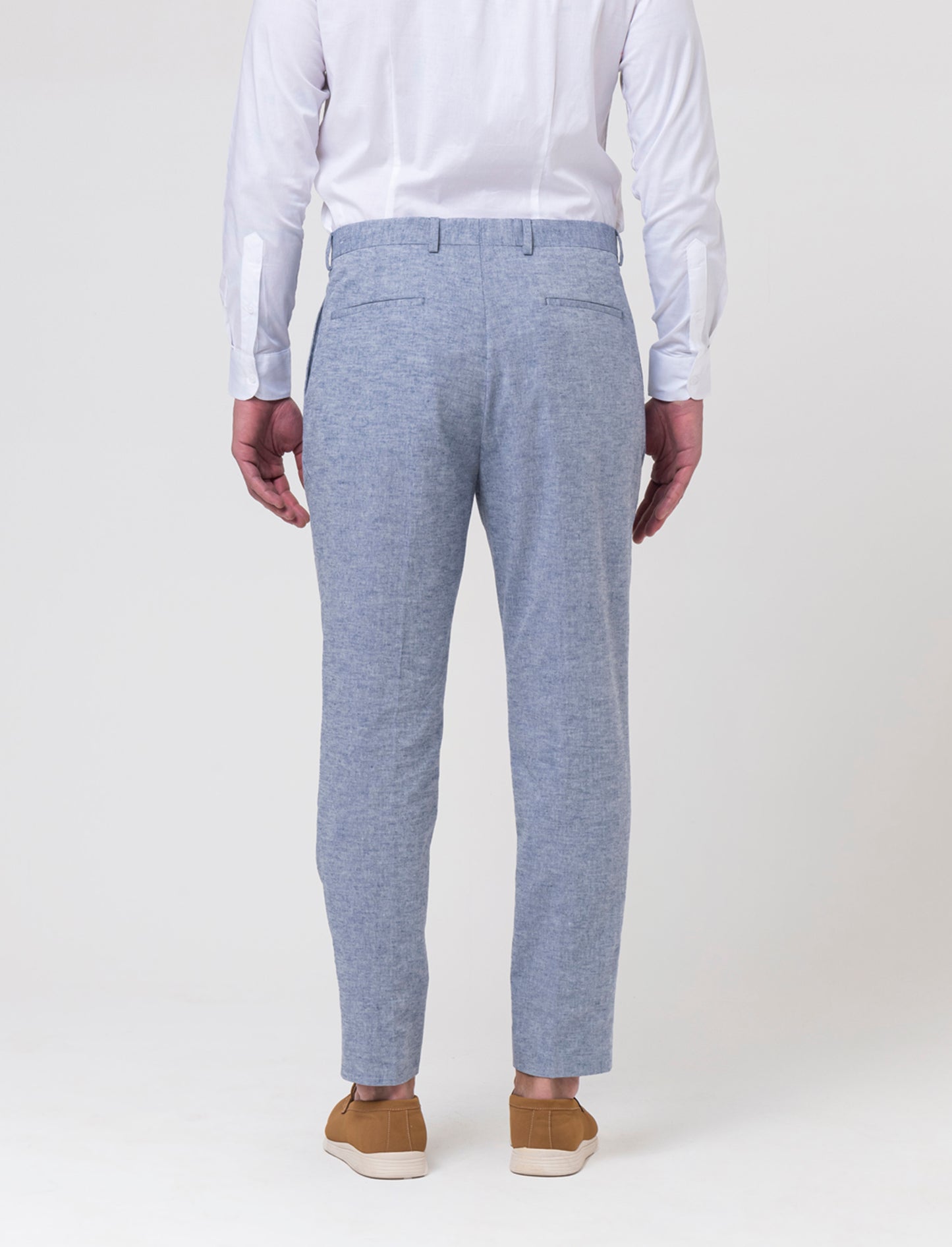 Pantaloni da completo tessuto misto lino da uomo - Blu
