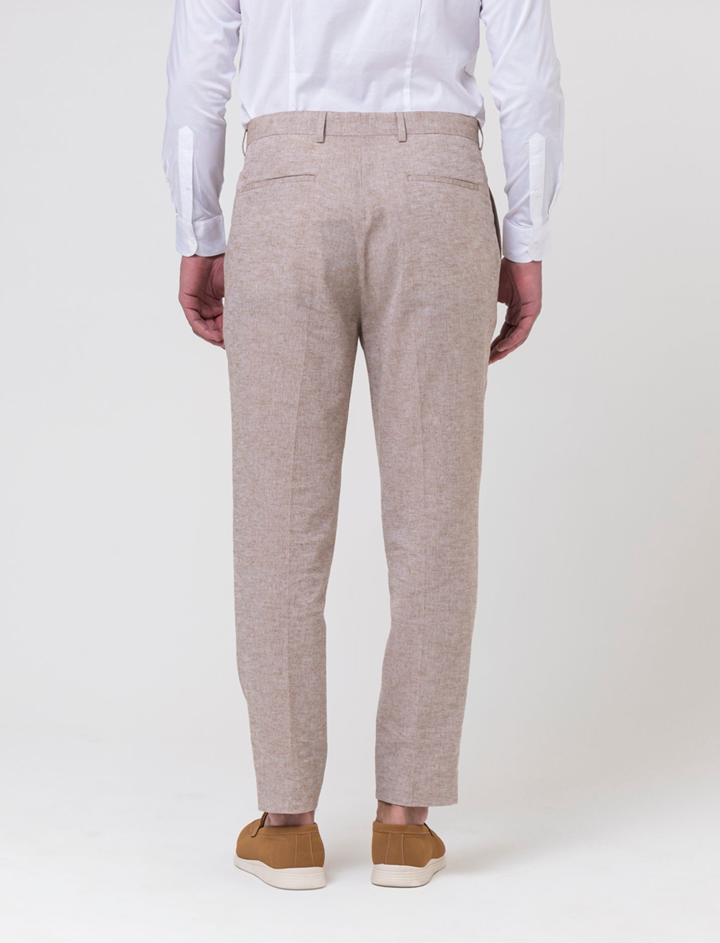 Pantaloni da completo tessuto misto lino da uomo - Grigio tortora