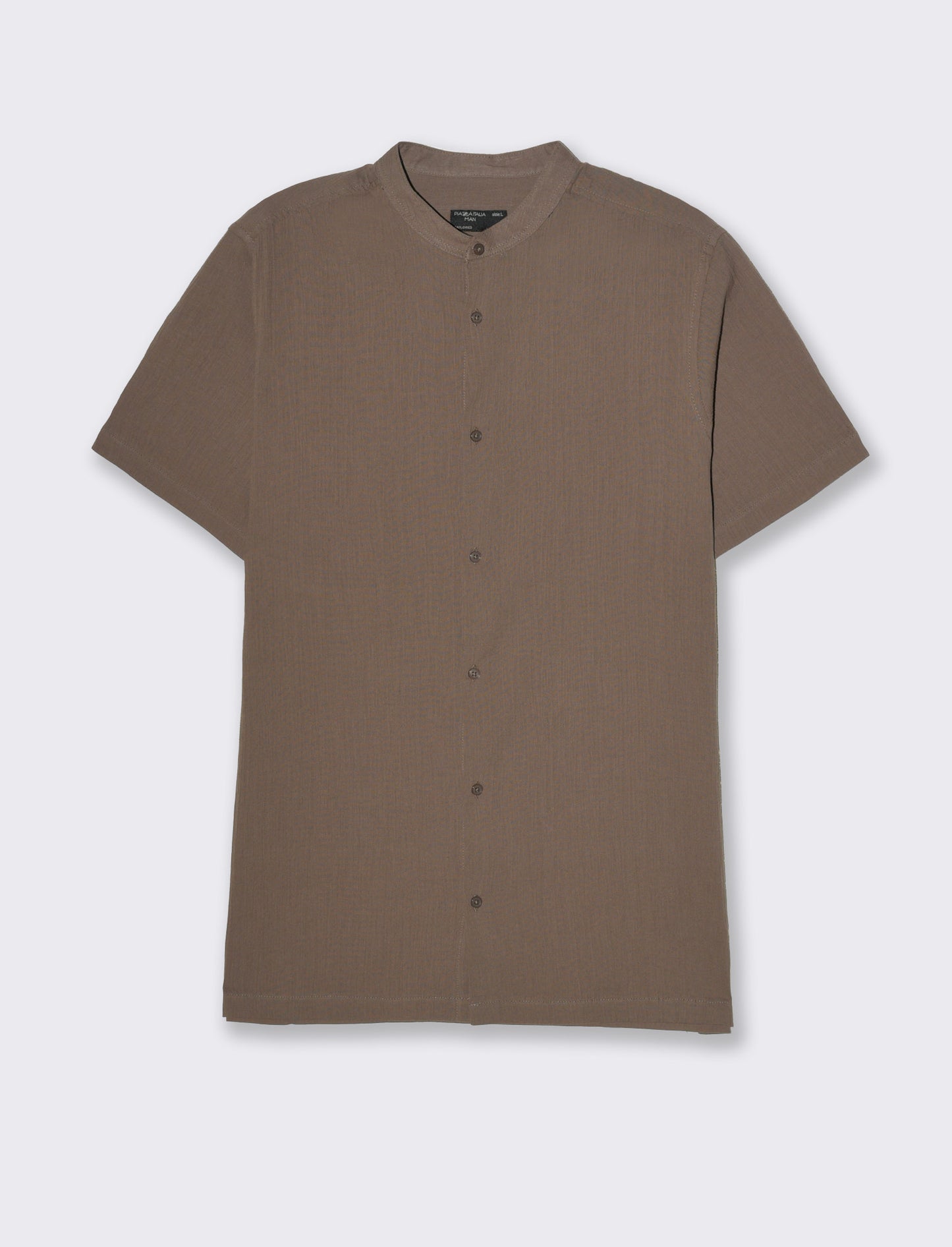 Camicia alla coreana da uomo effetto crepe - Grigio fango