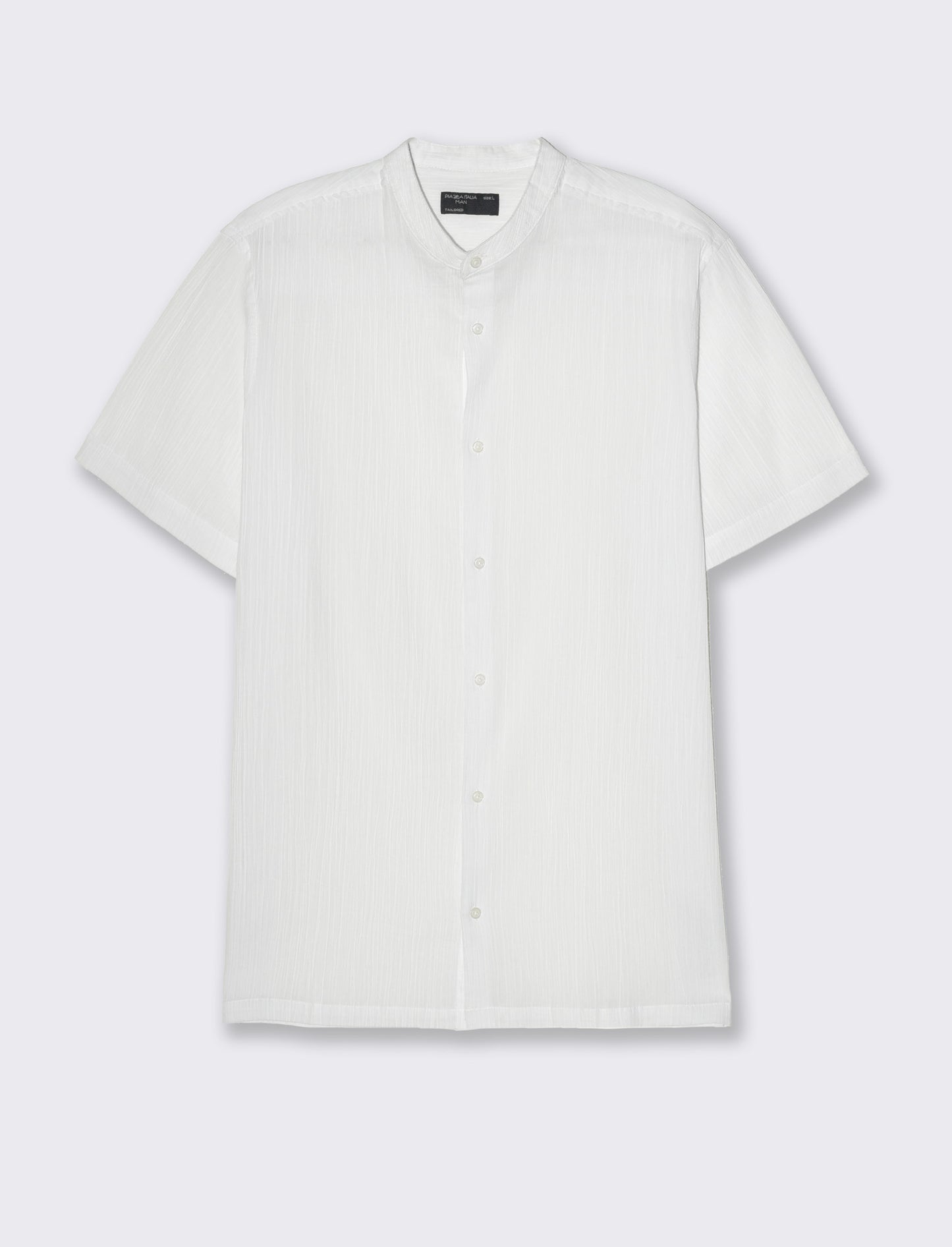 Camicia alla coreana da uomo effetto crepe - Bianco