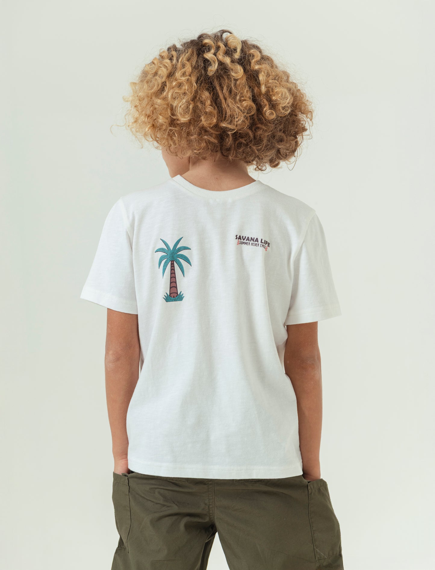 T-shirt stampa savana da bambino - Bianco latte