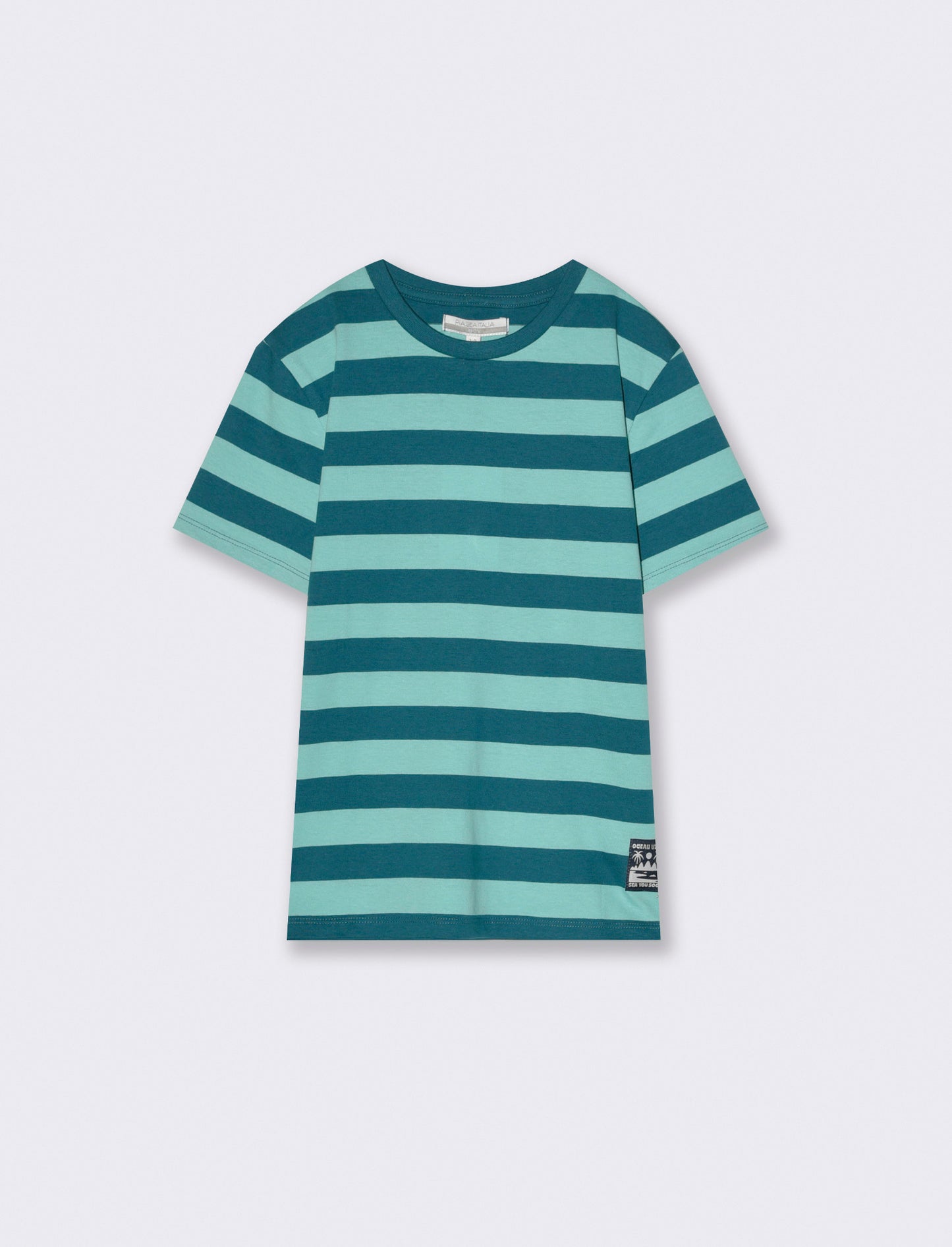 T-shirt rigata da bambino - Verde acqua