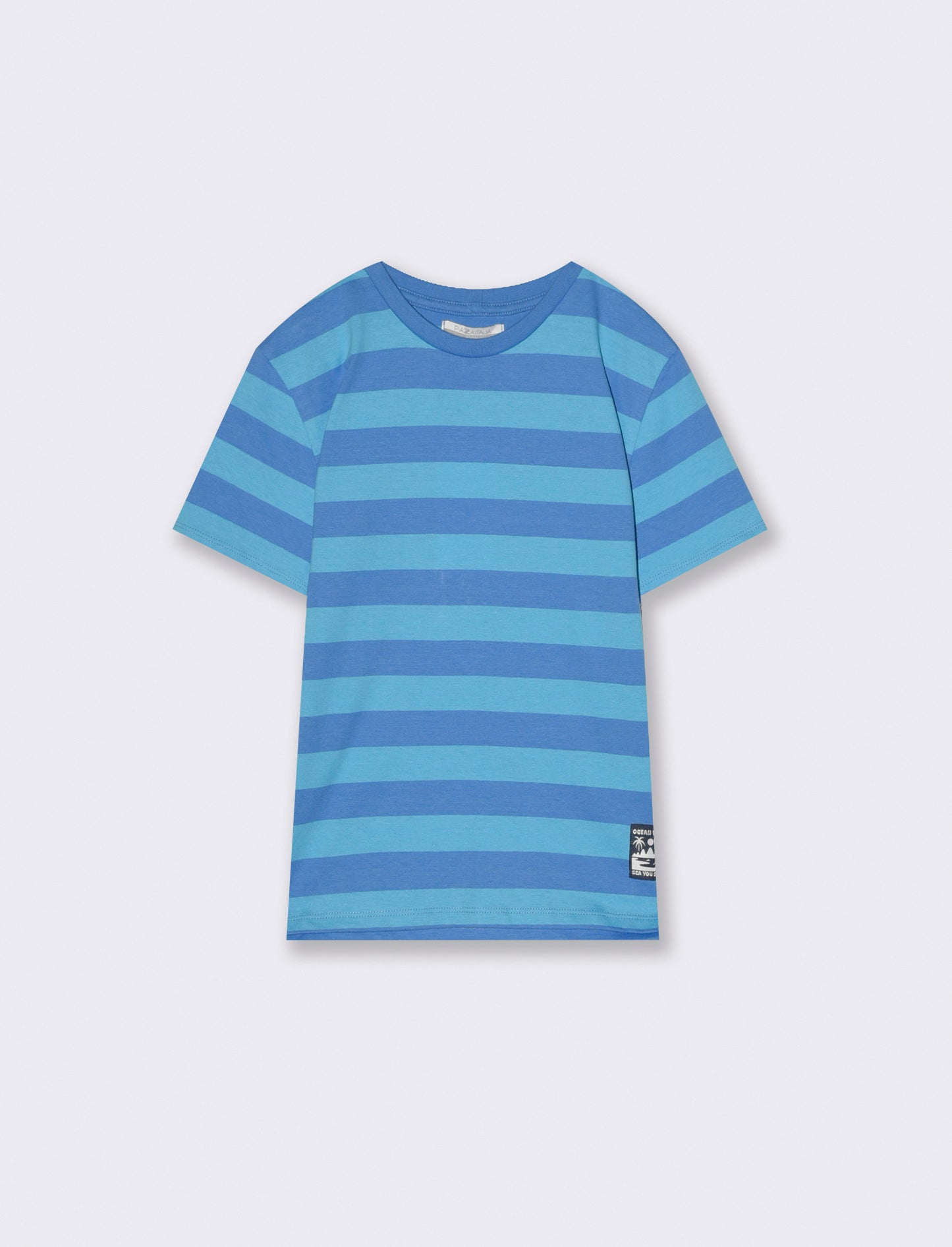 T-shirt rigata da bambino - Blu cobalto