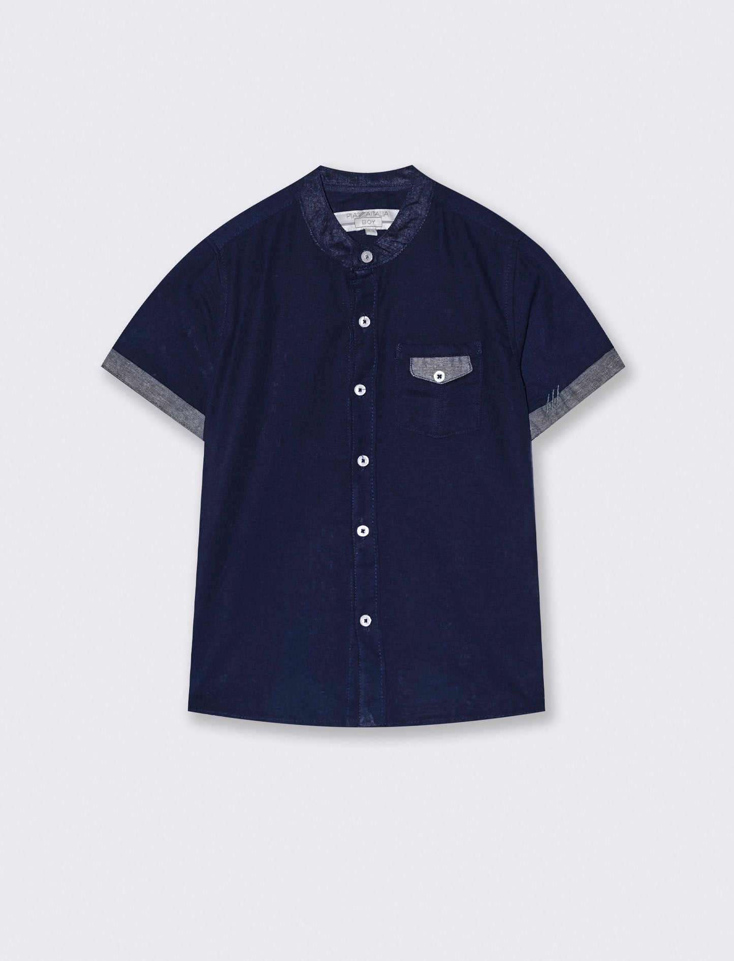 Camicia misto lino mezza manica da bambino - Blu