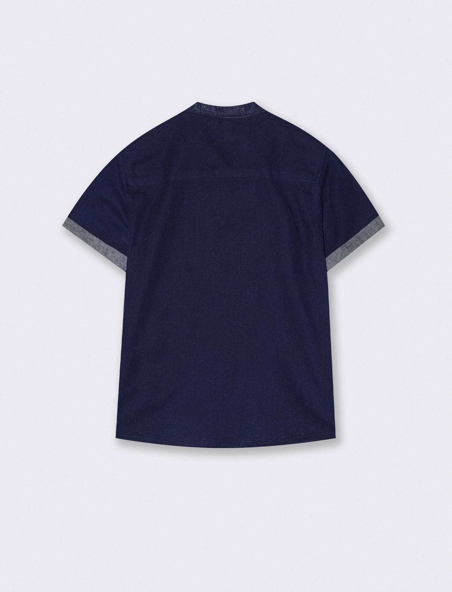 Camicia misto lino mezza manica da bambino - Blu