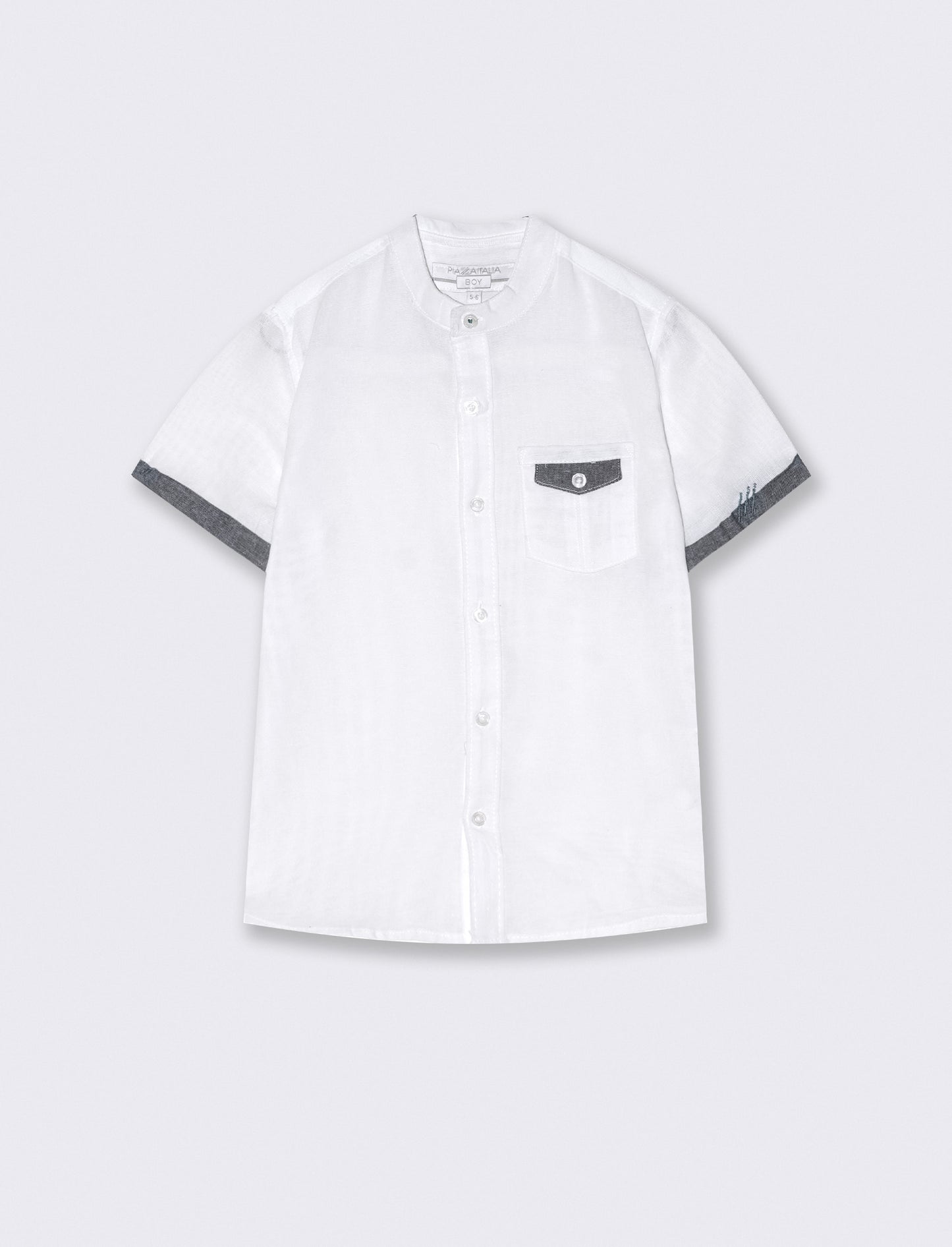 Camicia misto lino mezza manica da bambino - Bianco