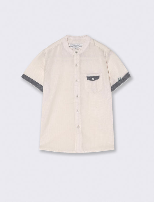Camicia misto lino mezza manica da bambino - Beige