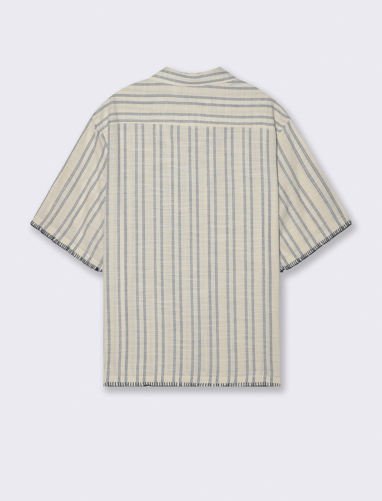 Camicia a righe effetto lino da uomo - Beige ecru