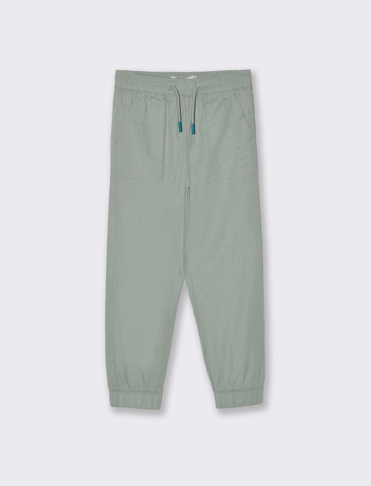 Pantalone in cotone modello cargo da bambino - Verde salvia