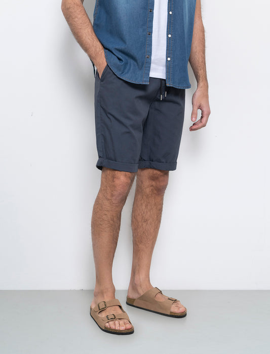 Man's lightweight cotton jogger bermuda shorts - Blue