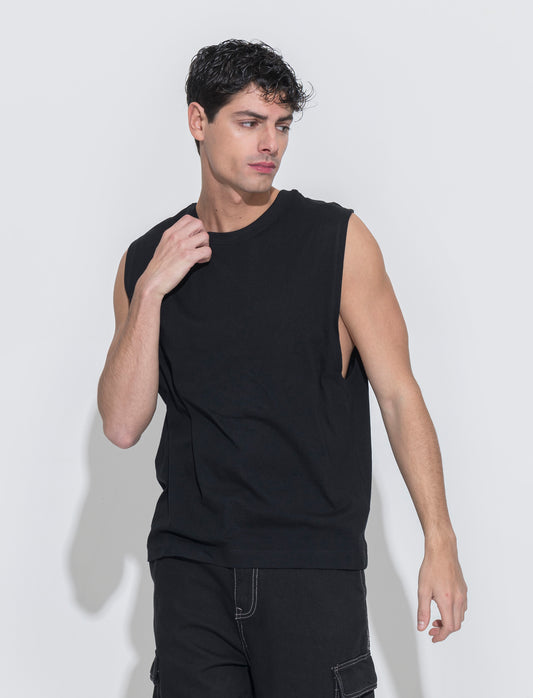 Man's sleeveless t-shirt for casual style - Black
