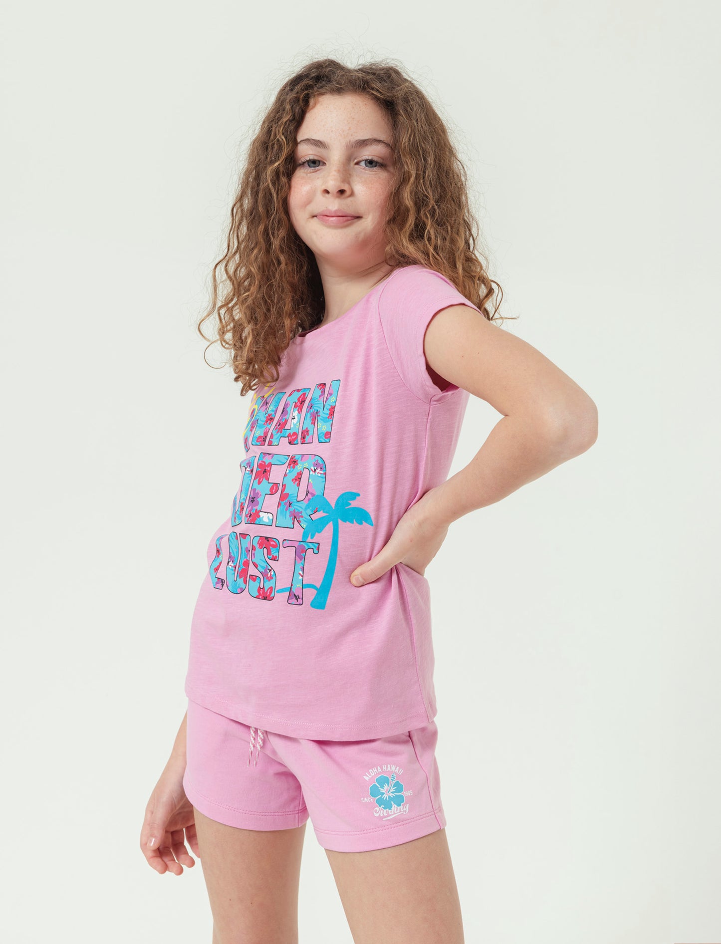 T-shirt mezza manica 2 pack da bambina - Fuxia