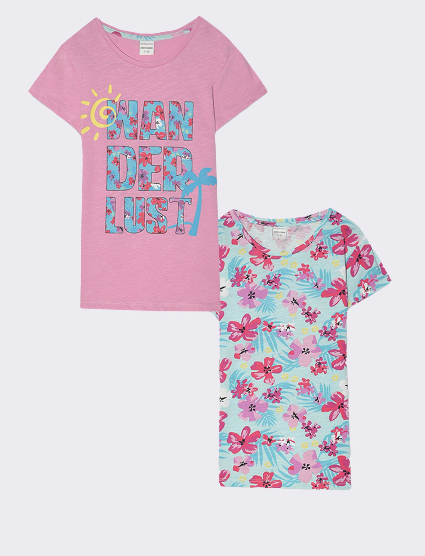 T-shirt mezza manica 2 pack da bambina - Fuxia