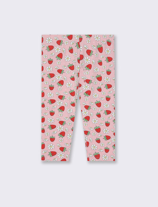 Leggings in cotone vestibilità 3/4 da bambina - Rosa