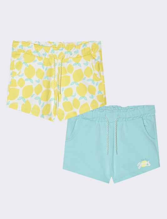 Short in felpa 2 pack da bambina - Verde acqua