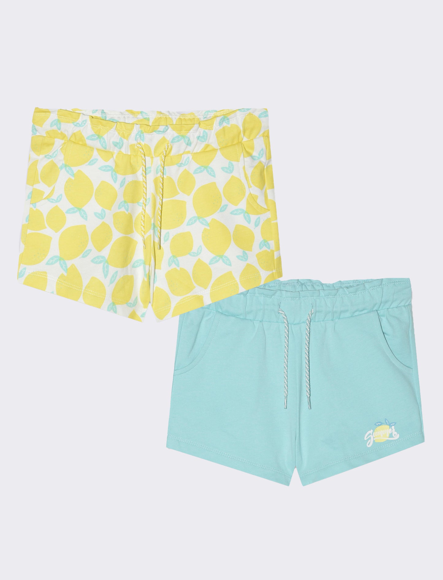 Short in felpa 2 pack da bambina - Verde acqua