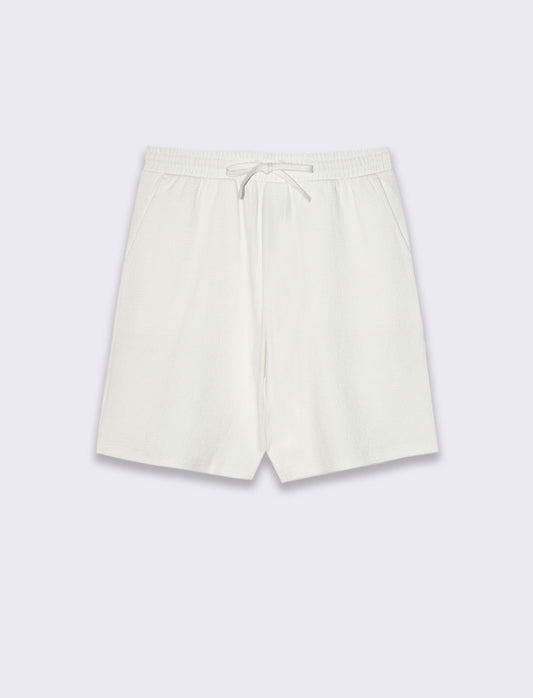 Man's jute effect jacquard bermuda shorts - White
