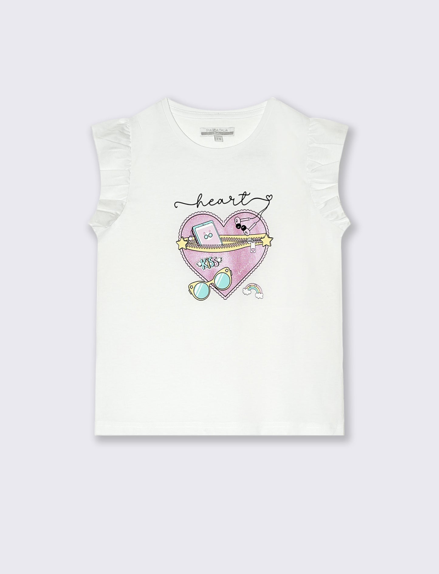 T-shirt estiva da bambina con stampa colorata - Bianco