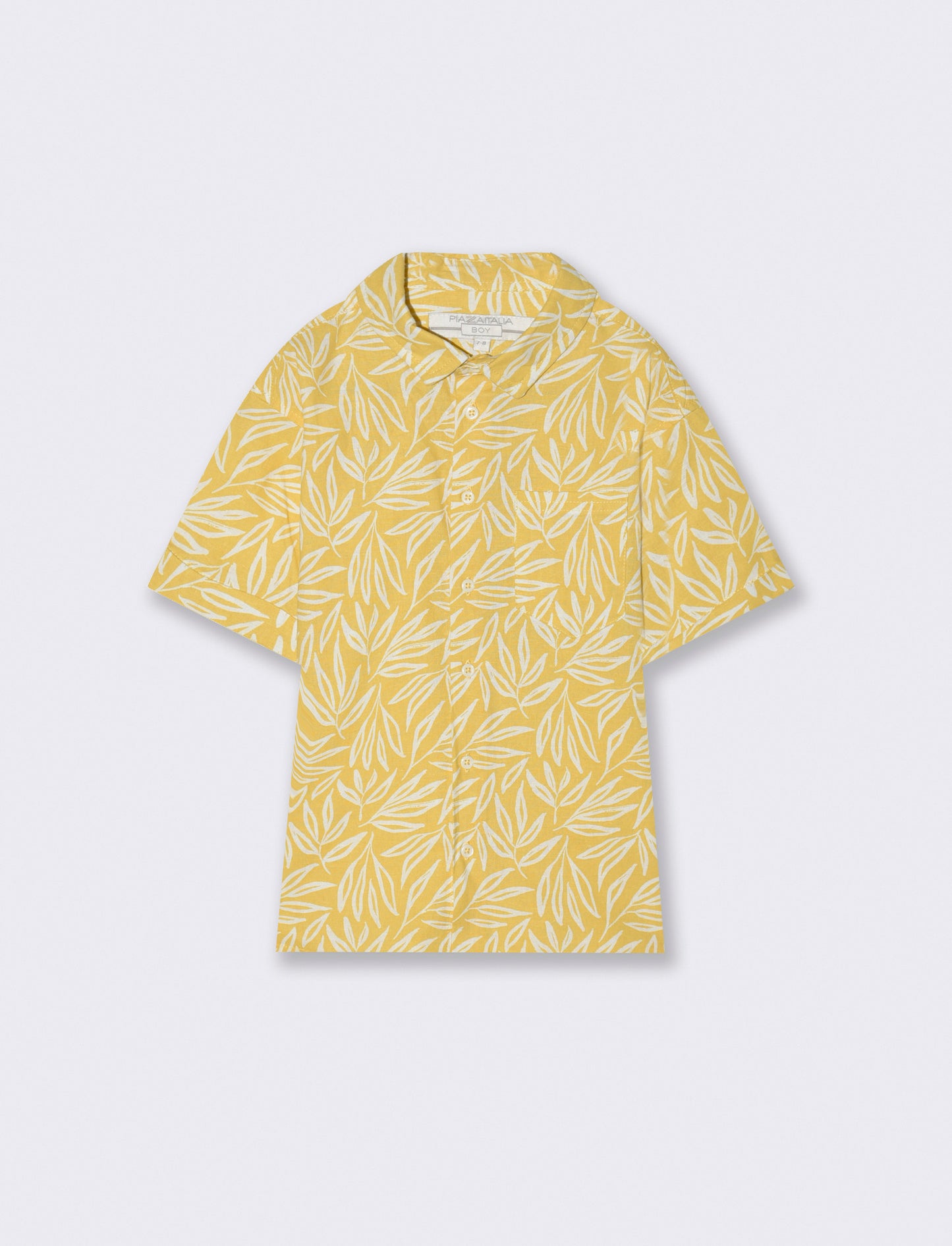 Camicia stampa foglie da bambino - Ocra