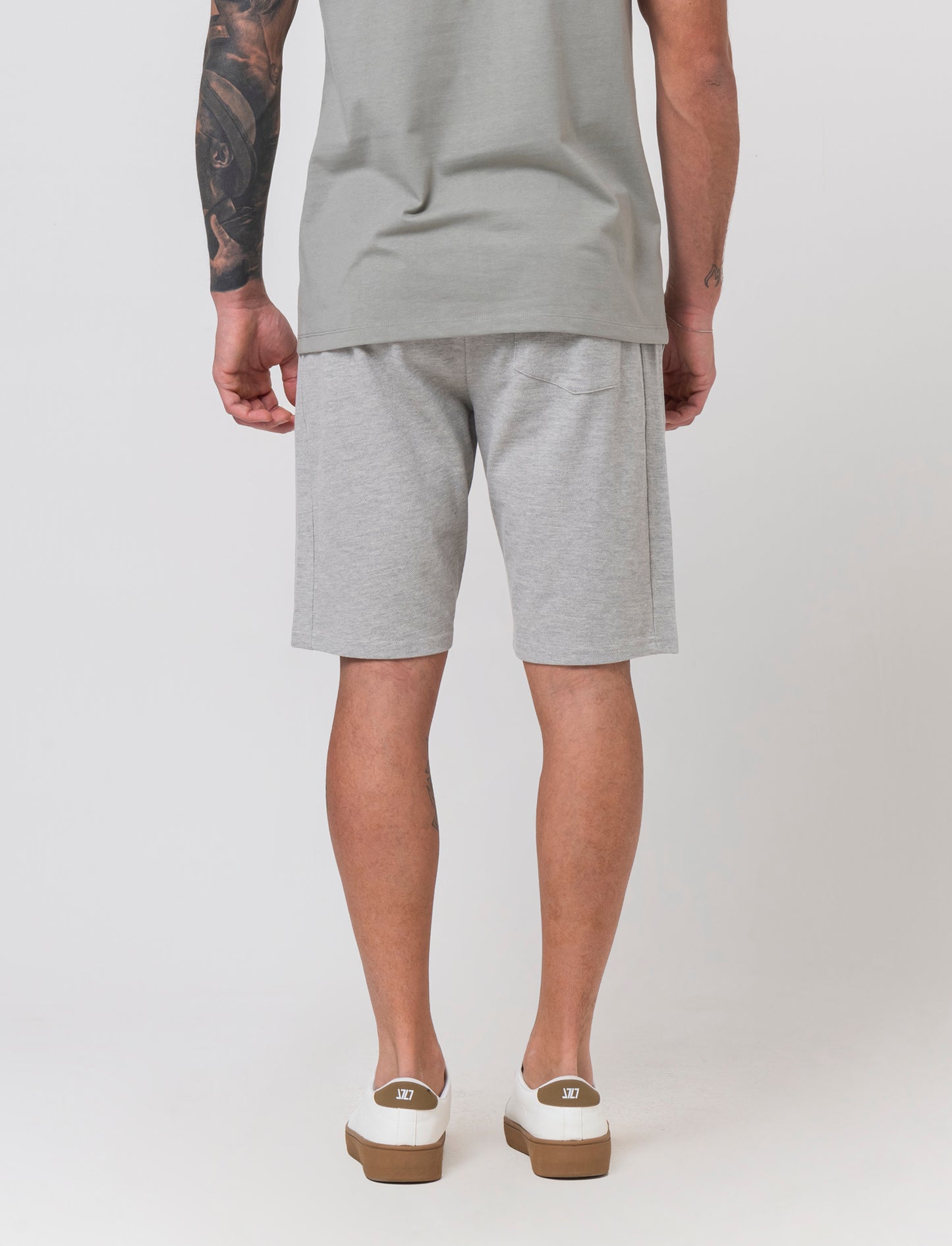Bermuda in piquet con vita jogger da uomo - Grigio mel.