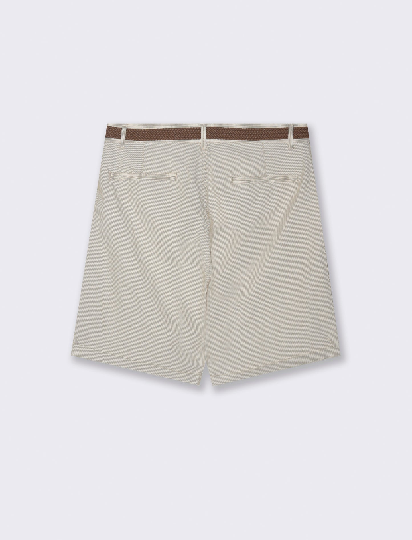 Bermuda a righe con cintura da uomo - Beige